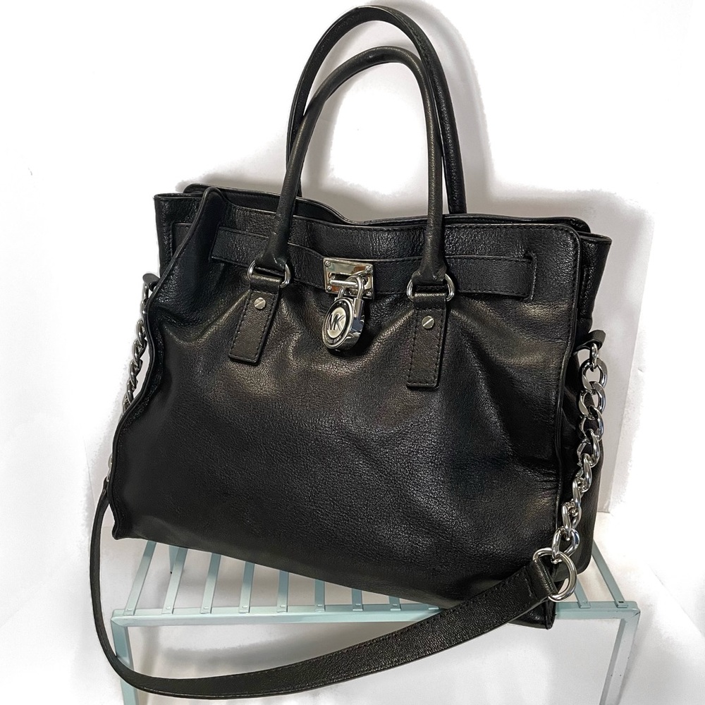 Michael Kors Hamilton Large Bag in Black with Silver Hardware